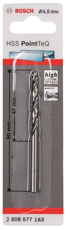 Bosch - Metal Drill Bit HSS Pointteq - 4.5mm - Bosch - Metal Drill Bit HSS Pointteq - 4.5mm