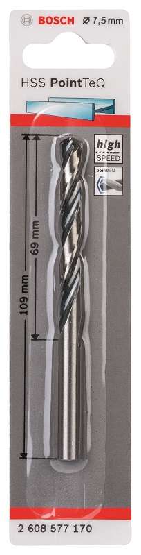 Bosch - Metal Drill Bit HSS Pointteq - 7.5mm - Bosch - Metal Drill Bit HSS Pointteq - 7.5mm