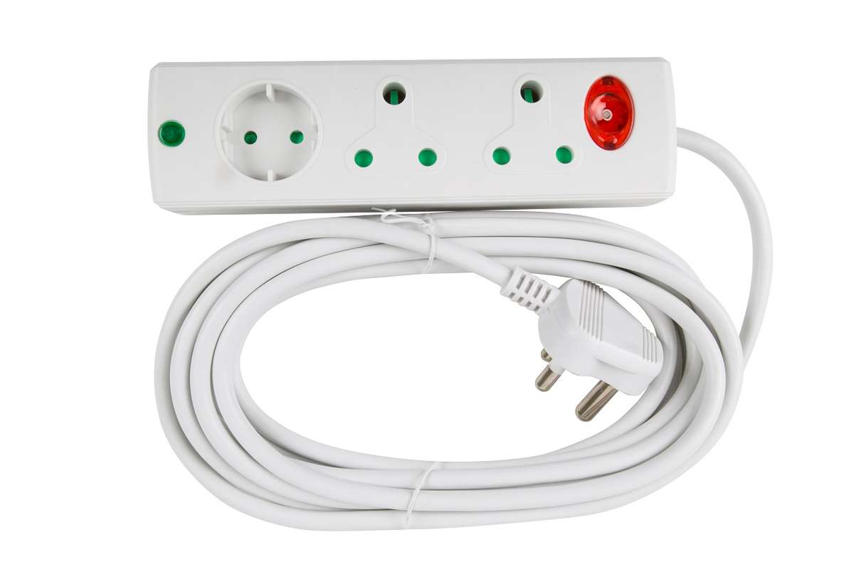 Nexus - 3 Way 5m Multi-Plug - White - Nexus - 3 Way 5m Multi-Plug - White