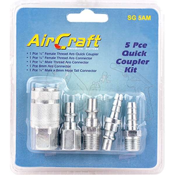 Air Craft - Quick Coupler 5 Piece Set (Aro Quick Coupler) - Air Craft - Quick Coupler 5 Piece Set...