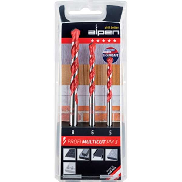 Alpen - Multicut Drill Bit Set 3 Piece 5.6.8 mm - Alpen - Multicut Drill Bit Set 3 Piece 5.6.8 mm