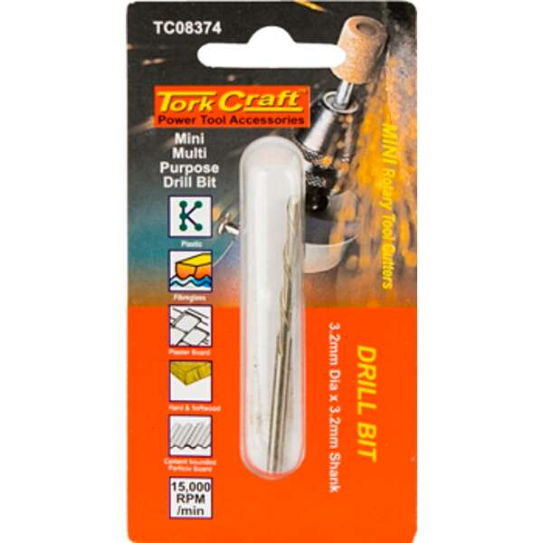 Tork Craft - Mini Multipurpose Drill Bit 3.2mm x 3.2mm Shank - Tork Craft - Mini Multipurpose Dri...