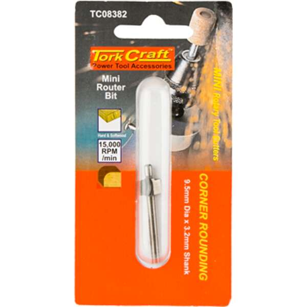 Tork Craft - Mini Router Bit 9.5mm Corner Rounding 3.2mm Shank - Tork Craft - Mini Router Bit 9.5...