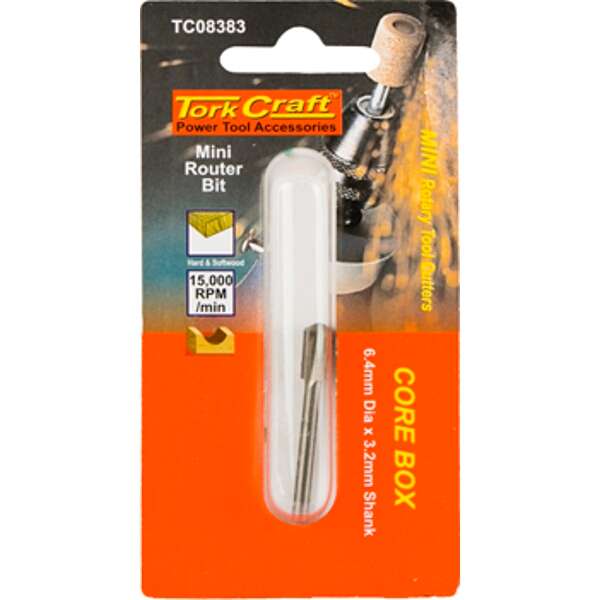 Tork Craft - Mini Router Bit 6.4mm Core Box 3.2mm Shank - Tork Craft - Mini Router Bit 6.4mm Core...