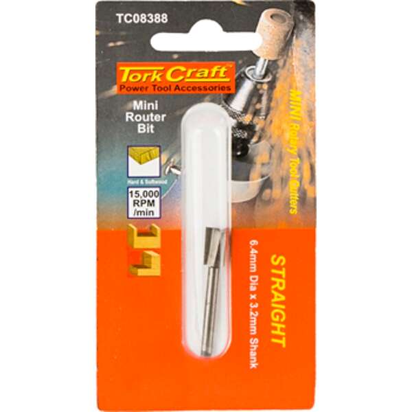 Tork Craft - Mini Router Bit 6.4mm Straight 3.2mm Shank - Tork Craft - Mini Router Bit 6.4mm Stra...