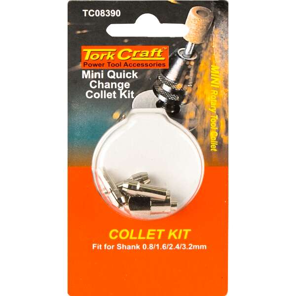 Tork Craft - Mini Quick Change Collet Kit 0.8/1.6/2.4/3.2mm - Tork Craft - Mini Quick Change Coll...