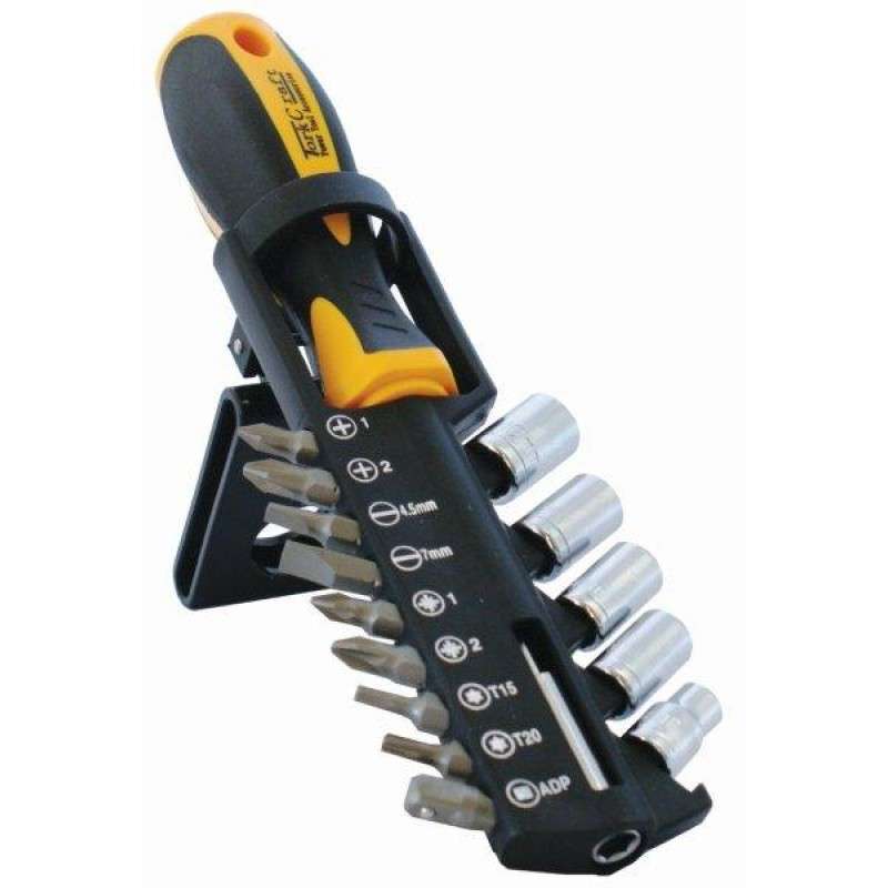 Tork Craft - Screwdriver Set 15 Piece with Bits Sockets & Belt Clip - Tork Craft - Screwdriver Se...