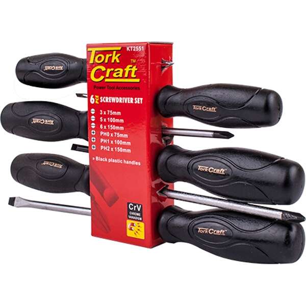 Tork Craft - Screw Driver Set 6 Piece Black Handle - Tork Craft - Screw Driver Set 6 Piece Black ...