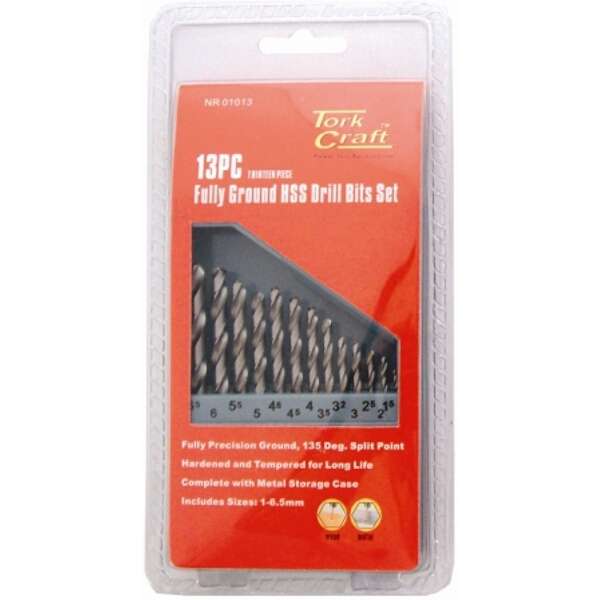 Tork Craft - Drill Bit Set 13 Piece HSS Ground Bright Finish - Tork Craft - Drill Bit Set 13 Piec...