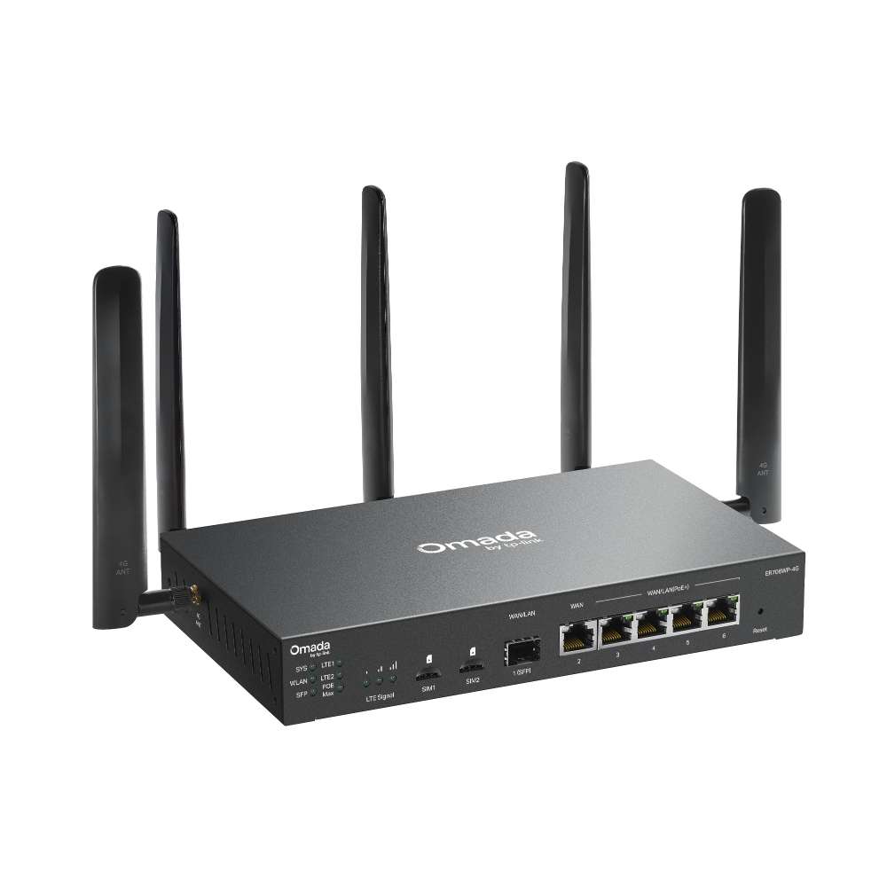 Tp-Link - Omada Er706Wp-4G 4G+ Cat6 Ax3000 Gigabit Vpn Gateway With 4-Port Poe+ - Tp-Link - Omada...