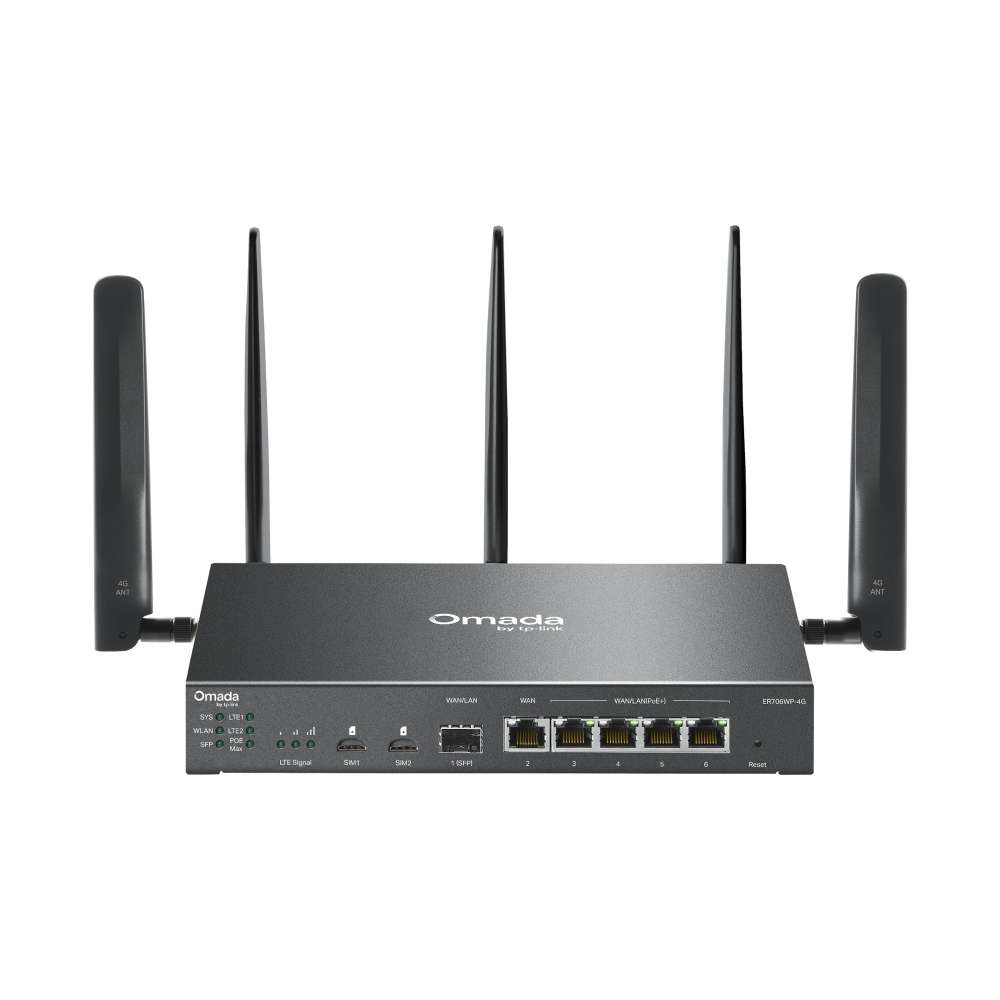 Tp-Link - Omada Er706Wp-4G 4G+ Cat6 Ax3000 Gigabit Vpn Gateway With 4-Port Poe+ - Tp-Link - Omada...