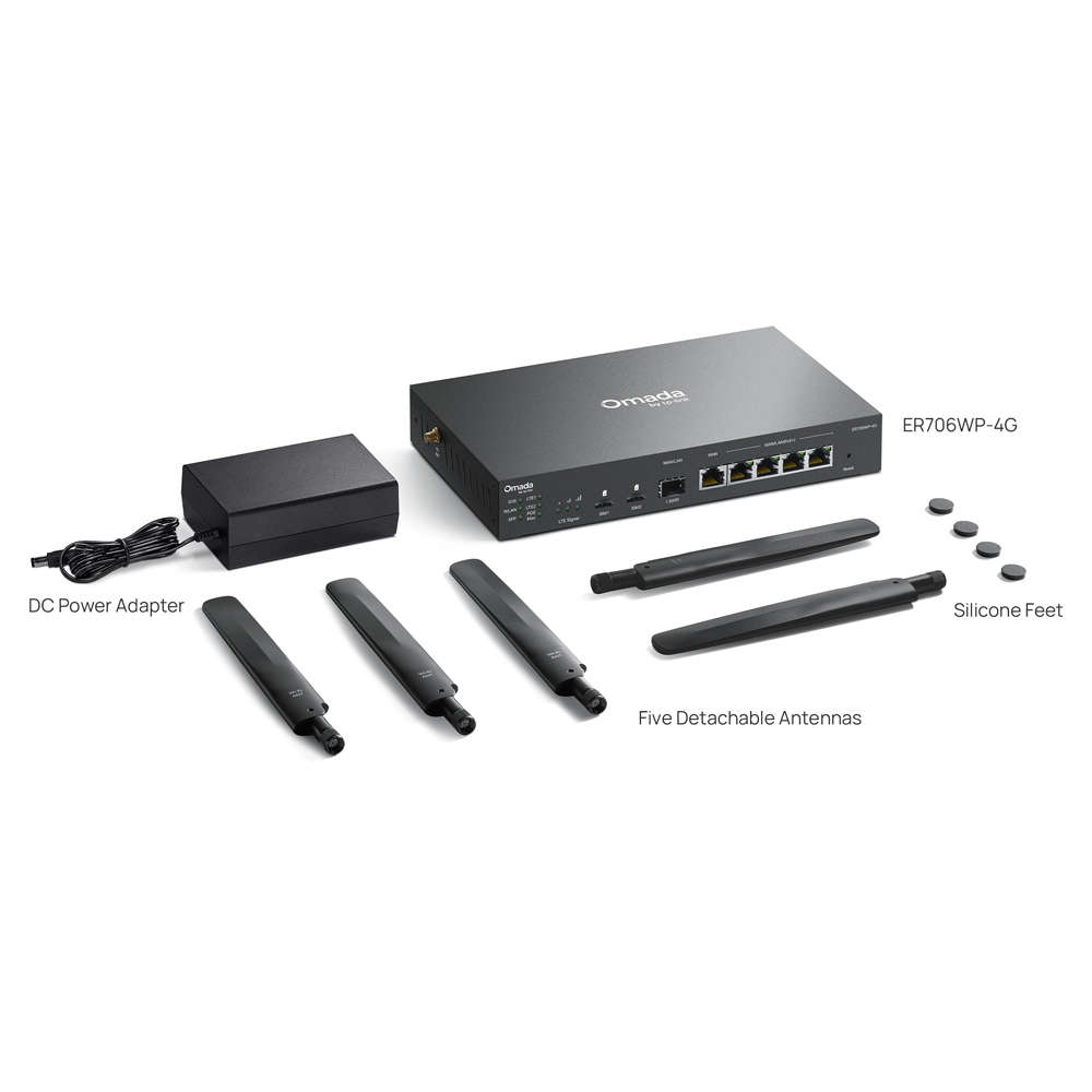 Tp-Link - Omada Er706Wp-4G 4G+ Cat6 Ax3000 Gigabit Vpn Gateway With 4-Port Poe+ - Tp-Link - Omada...