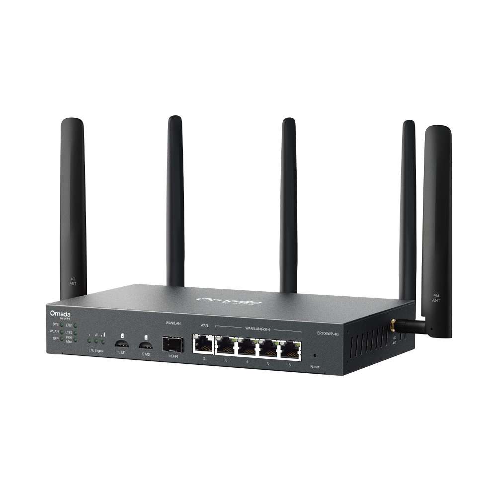 Tp-Link - Omada Er706Wp-4G 4G+ Cat6 Ax3000 Gigabit Vpn Gateway With 4-Port Poe+ - Tp-Link - Omada...