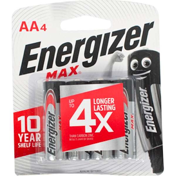 Energizer - 1.5v MAX Alkaline AA Battery Card 4 - Energizer - 1.5v MAX Alkaline AA Battery Card 4