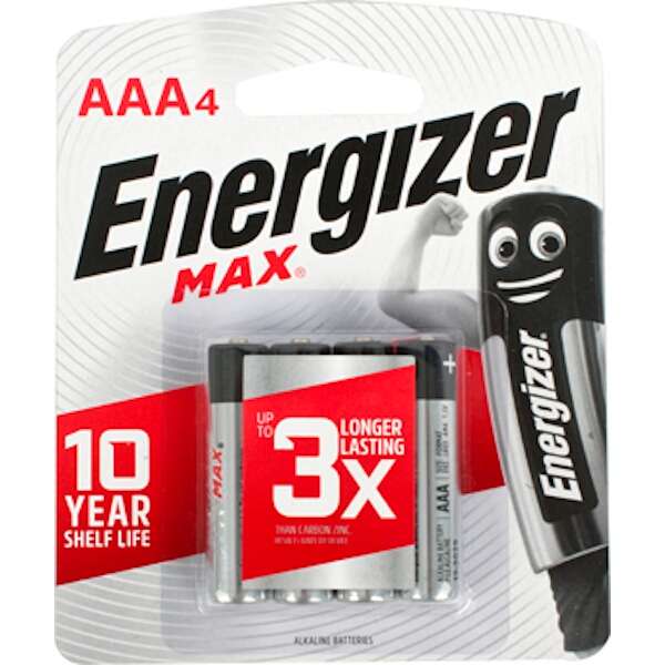 Energizer - 1.5v MAX Alkaline AAA Battery Card 4 - Energizer - 1.5v MAX Alkaline AAA Battery Card 4