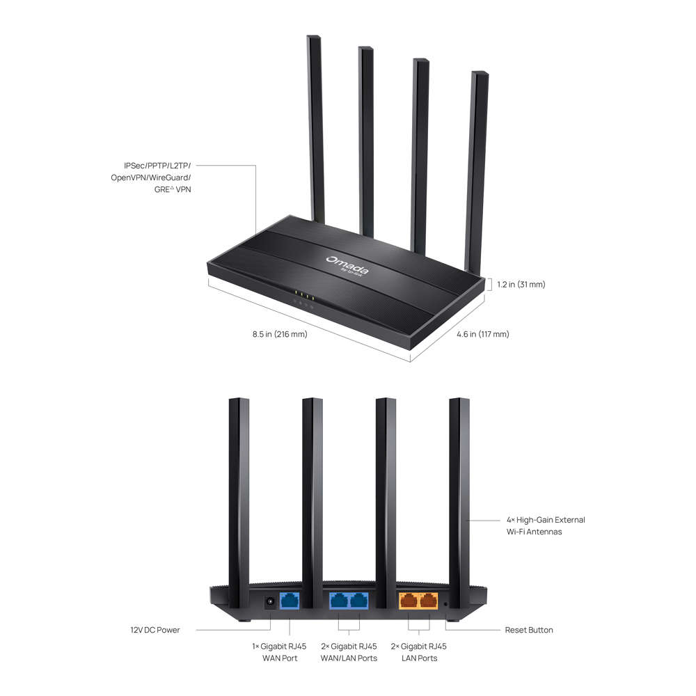 Tp-Link - Omada 5P Gb Dual Band WiFi Gateway - Tp-Link - Omada 5P Gb Dual Band WiFi Gateway