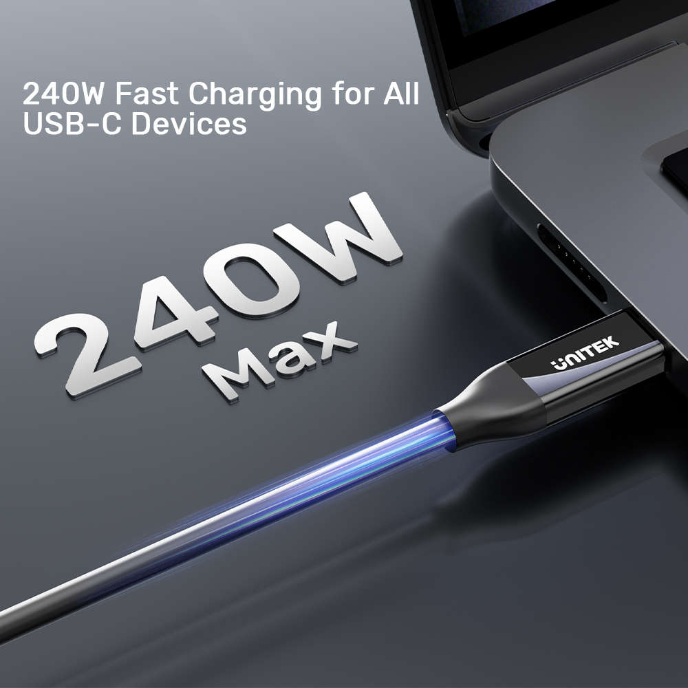 Unitek - C14100A 2M USB Type-C Cable - 40Gbps, 240W Pd, 8K @60Hz - Unitek - C14100A 2M USB Type-C...