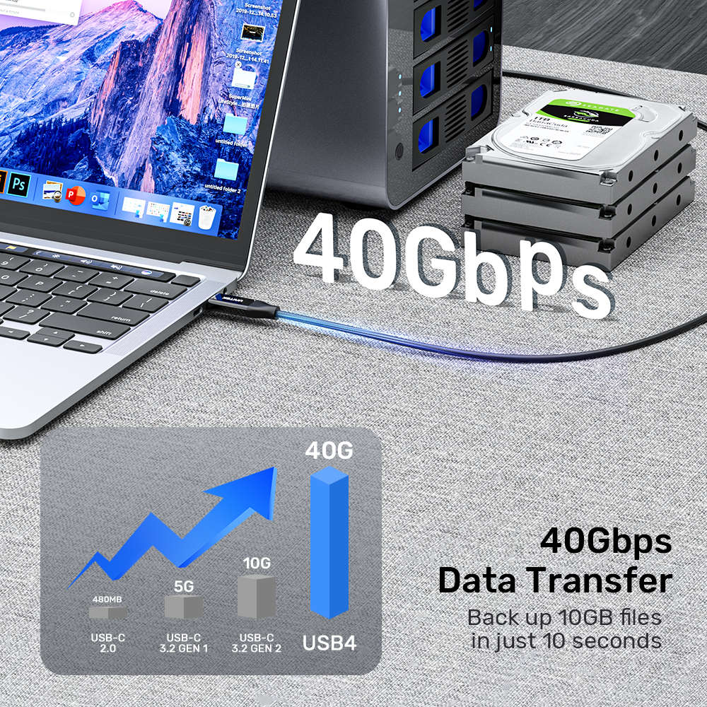 Unitek - C14100A 2M USB Type-C Cable - 40Gbps, 240W Pd, 8K @60Hz - Unitek - C14100A 2M USB Type-C...