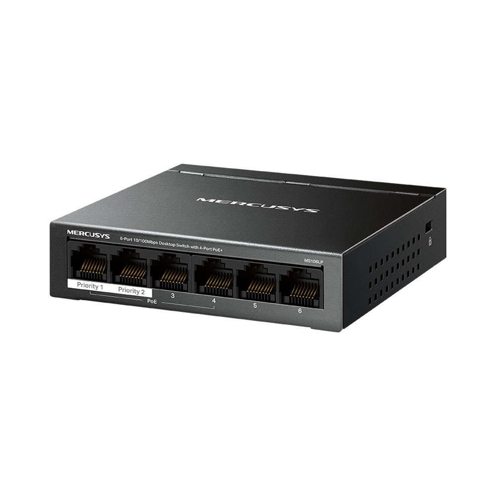 Mercusys - MS106LP 6-Port 10/100Mbps Desktop Switch with 4-Port PoE+ - Mercusys - MS106LP 6-Port ...