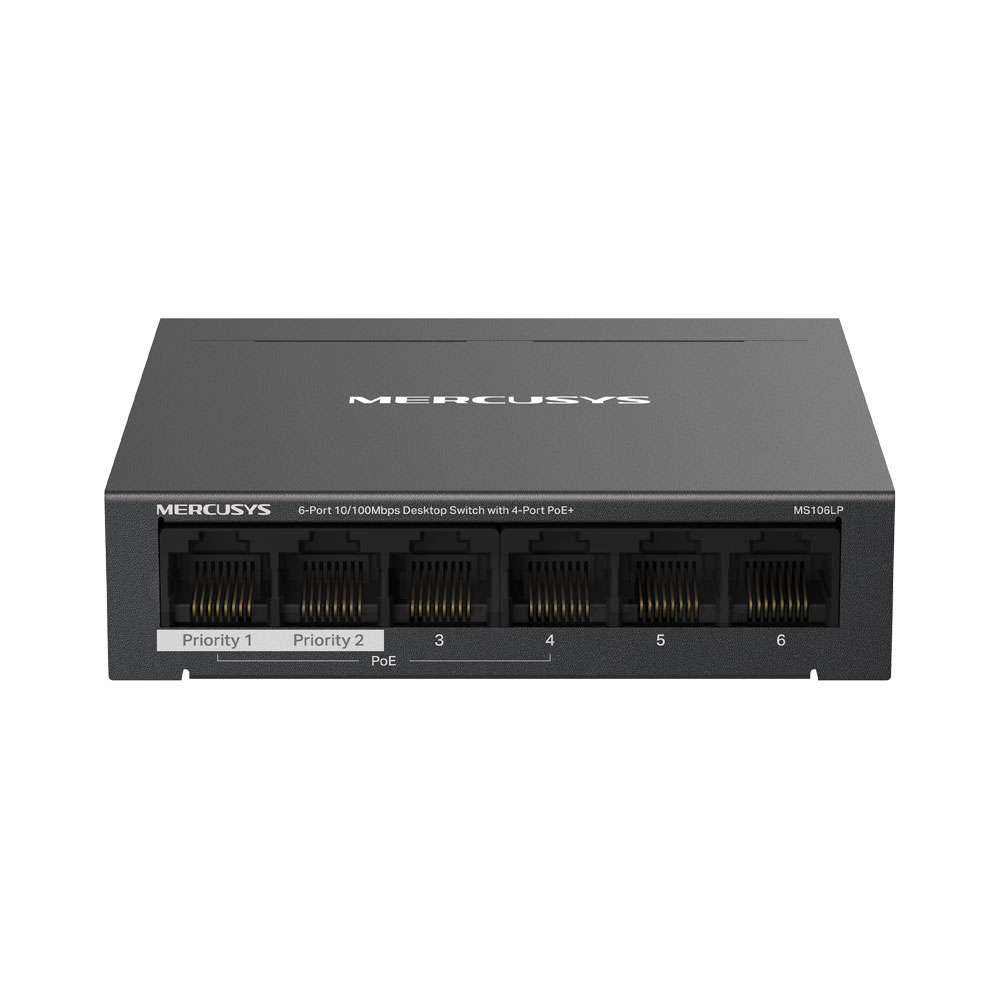 Mercusys - MS106LP 6-Port 10/100Mbps Desktop Switch with 4-Port PoE+ - Mercusys - MS106LP 6-Port ...