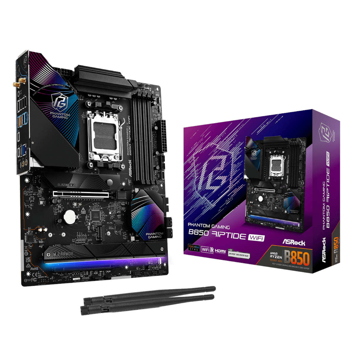 ASRock - B850 Riptide WiFi Am5 Atx 4X DDR5 - ASRock - B850 Riptide WiFi Am5 Atx 4X DDR5