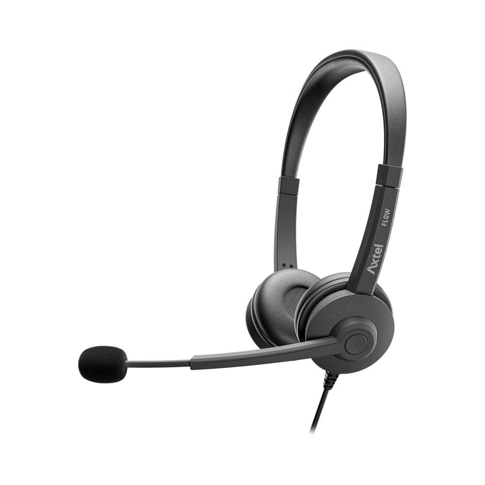 Axtel - Flow UC Wired Stereo Headset Black - Axtel - Flow UC Wired Stereo Headset Black