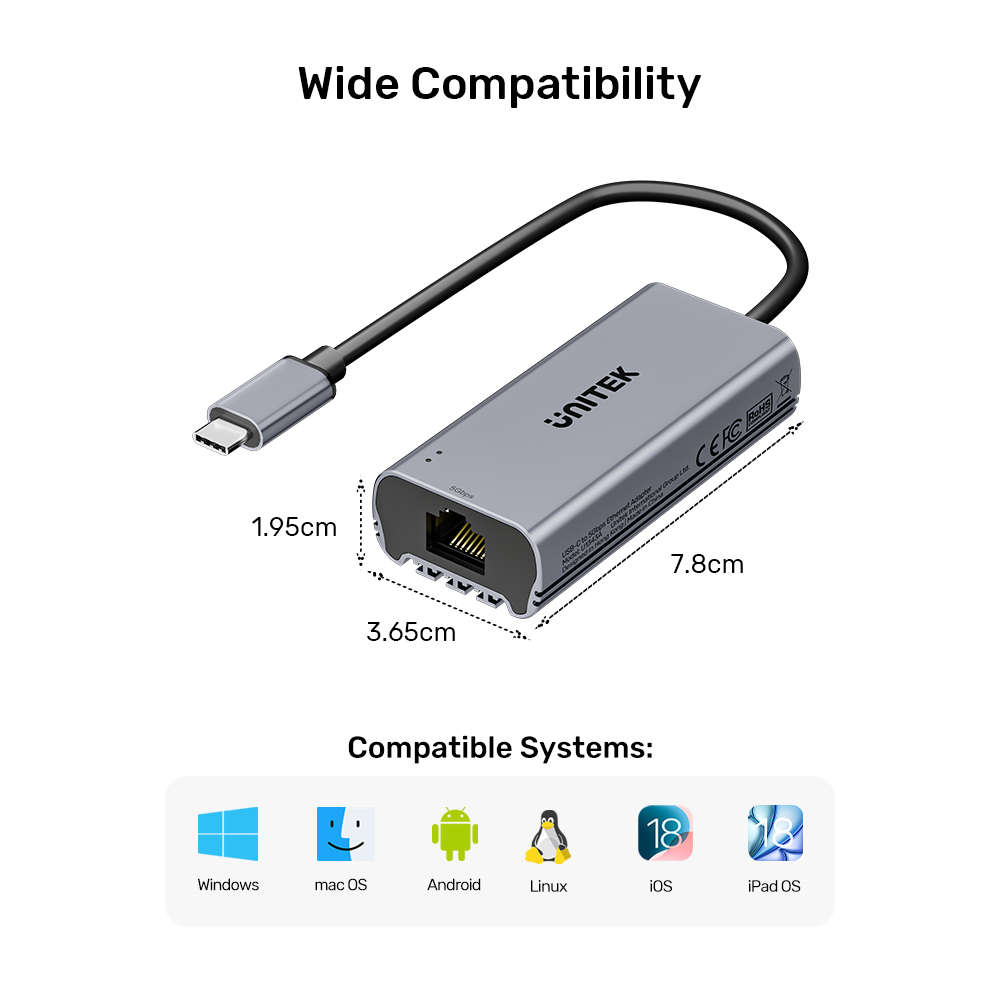 Unitek - U1343A Usb3.2 Gen2 Type-C To 5Gbps Ethernet Adapter - Unitek - U1343A Usb3.2 Gen2 Type-C...