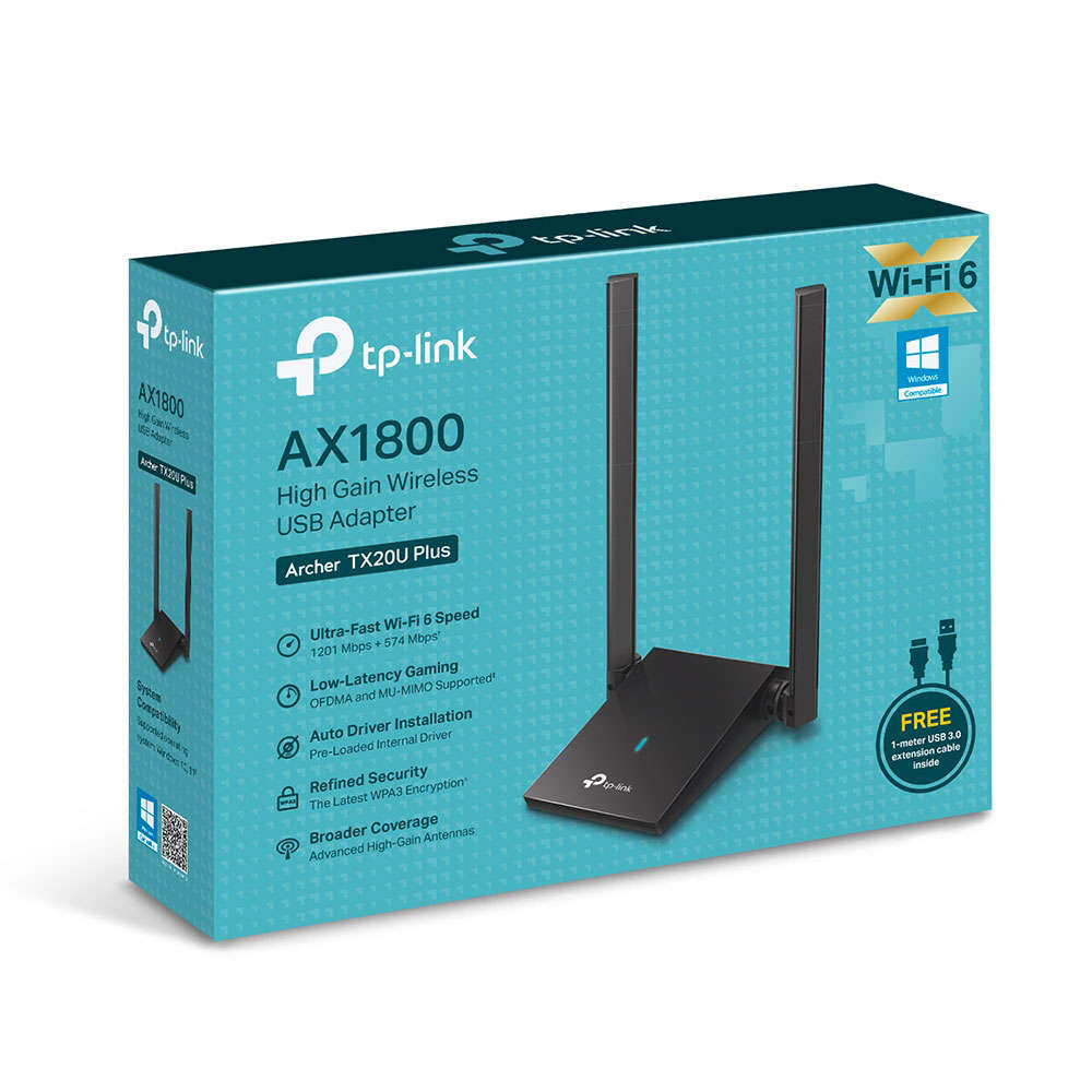 Tp-Link - ArcherTX20U Plus AX1800 Dual Antenna High Gain Wireless USB Adapter - Tp-Link - ArcherT...