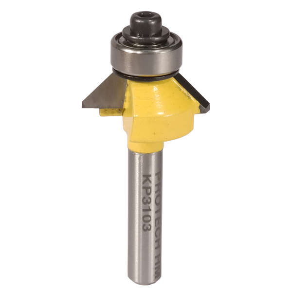 Pro-Tech - Bevel Trim 1/2" X 1/4" Bottom Bearing 45 1/4" Shank - Pro-Tech - Bevel Trim 1/2" X 1/4...
