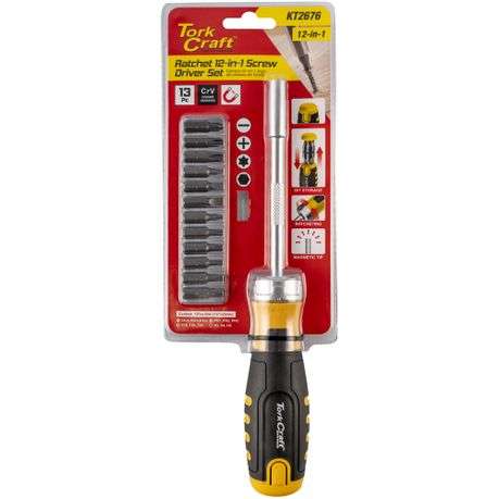 Tork Craft - Ratchet S/ Driver Set 12-In-1 12Pc Bits 1Pc Driver - Tork Craft - Ratchet S/ Driver ...