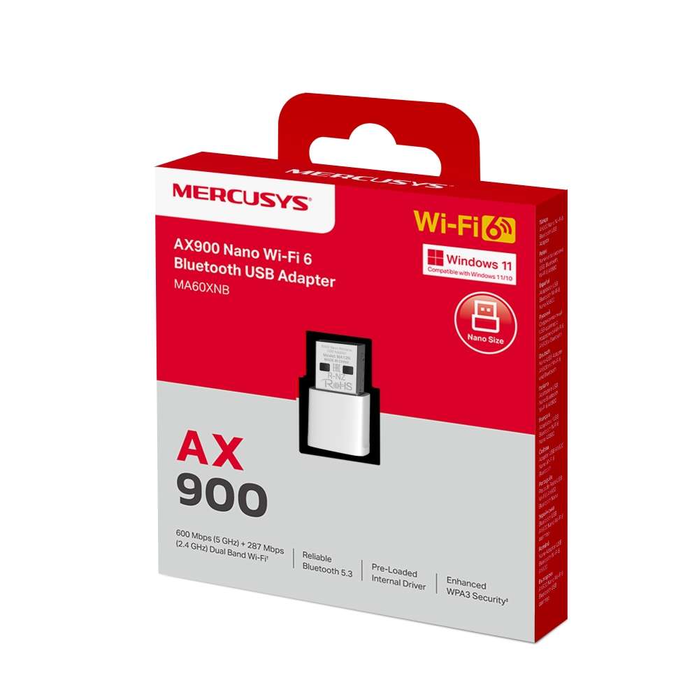 Mercusys - Ma60Xnb Ax900 Nano Wi-Fi 6 And Bluetooth Usb2.0 Combo Adapter - Mercusys - Ma60Xnb Ax9...