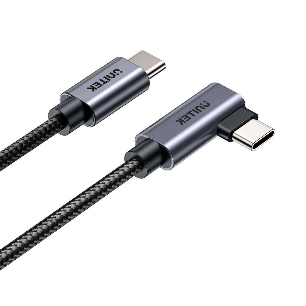Unitek - C14123bk | 100w Usb2.0 Type-C Nylon Braided Cable with 90 Degree - Unitek - C14123bk | 1...
