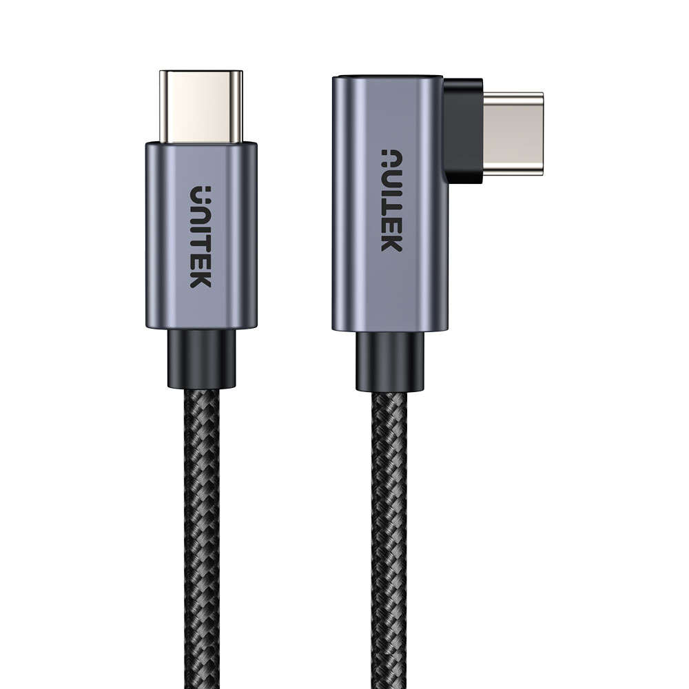 Unitek - C14123bk | 100w Usb2.0 Type-C Nylon Braided Cable with 90 Degree - Unitek - C14123bk | 1...