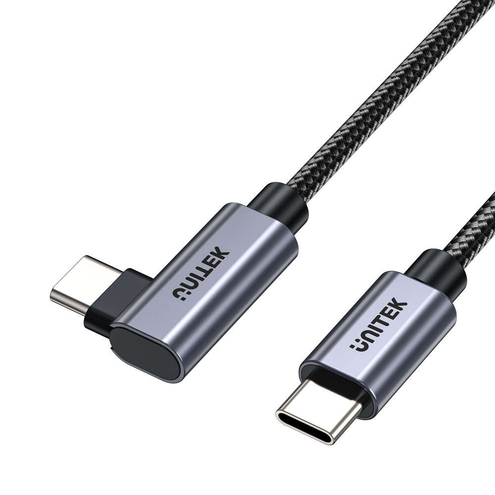 Unitek - C14123bk | 100w Usb2.0 Type-C Nylon Braided Cable with 90 Degree - Unitek - C14123bk | 1...