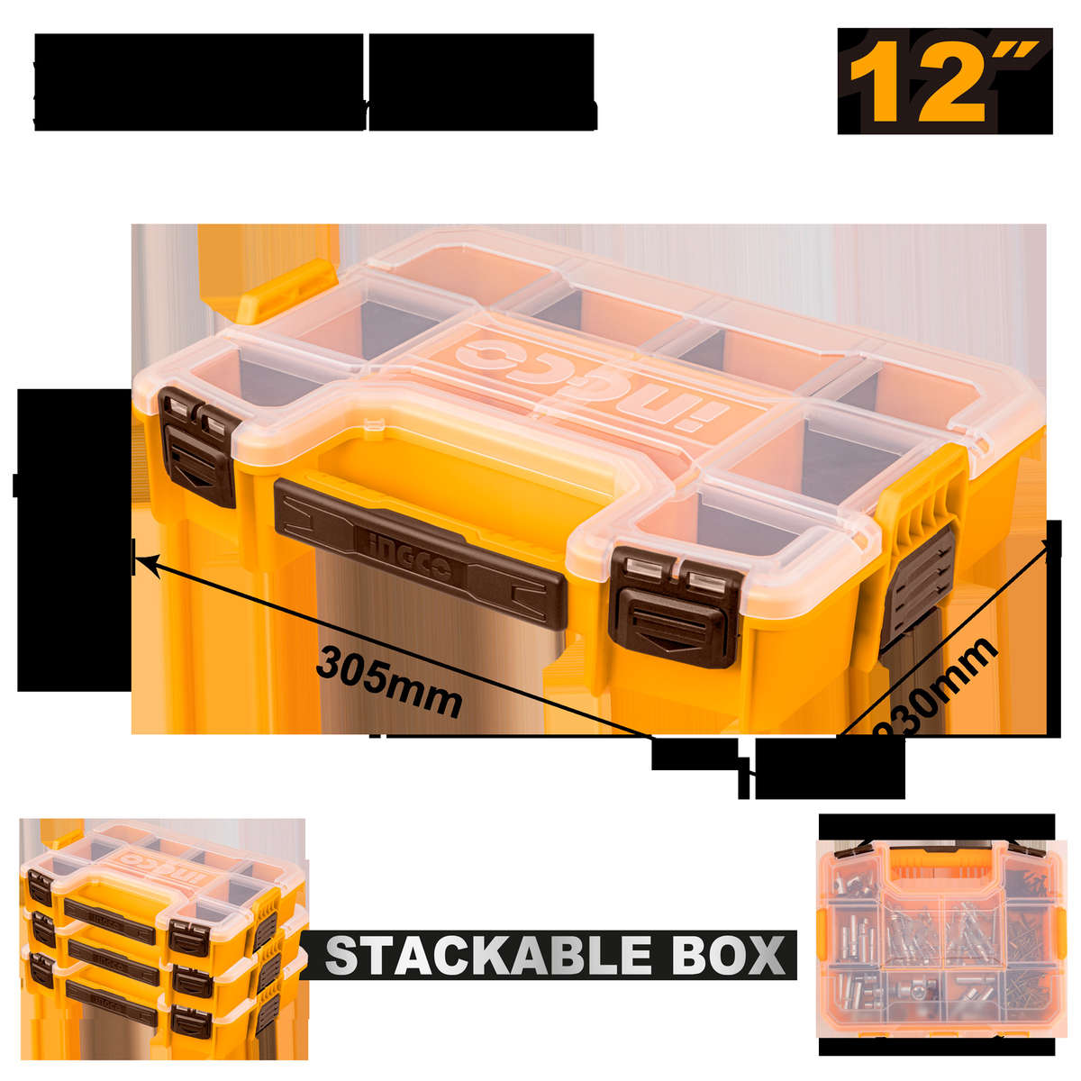 Ingco - Plastic Organiser / Tool Box (30.5 x 23 x 6.5cm) - Ingco - Plastic Organiser / Tool Box (...