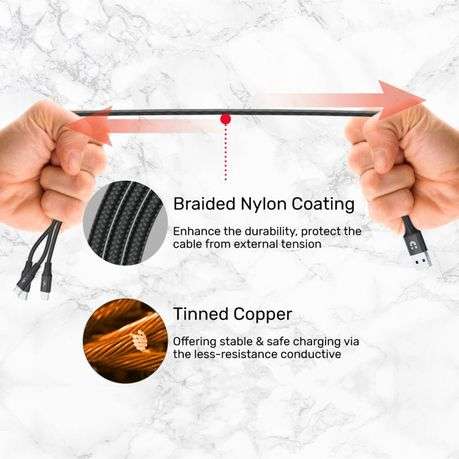 Unitek - 1.2m Type-C, Micro USB, Lightning Cable (C14049BK) - Unitek - 1.2m Type-C, Micro USB, Li...
