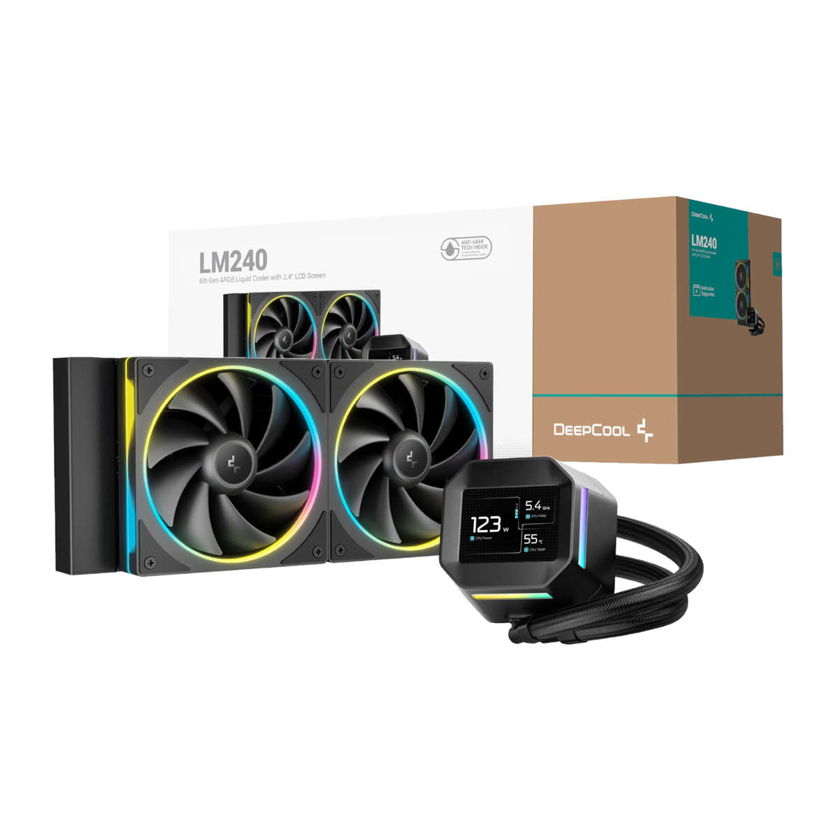 DEEPCOOL - LM240 ARGB 240mm AiO CPU Liquid Cooler - Black - DEEPCOOL - LM240 ARGB 240mm AiO CPU L...