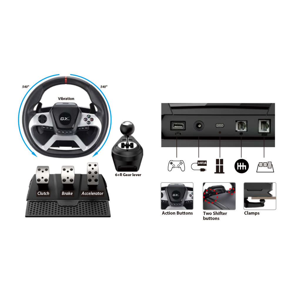 Genius - Force Feedback Racing Wheel6+Rshifter - Genius - Force Feedback Racing Wheel6+Rshifter