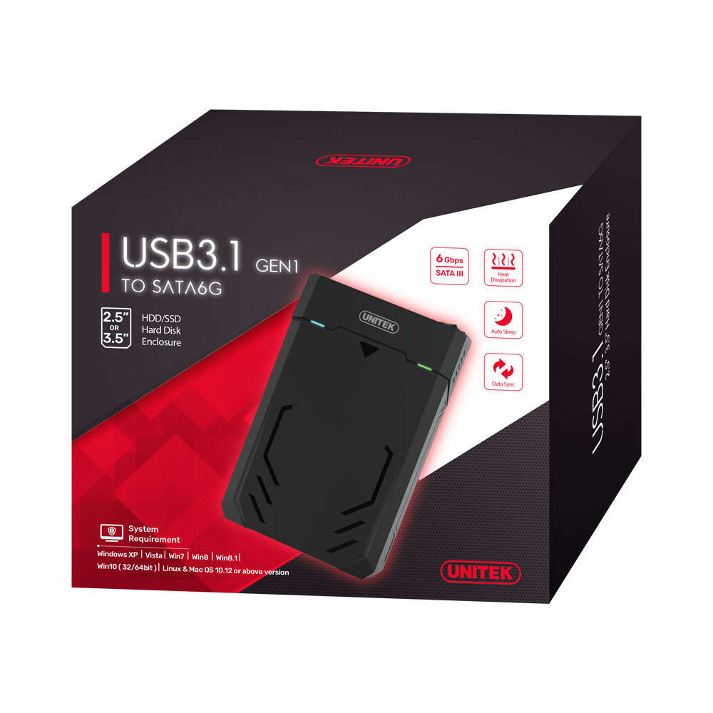 Unitek - USB 3.1 to Sata 2.5"/3.5" HDD / SSD Hard Disk Enclosure - Unitek - USB 3.1 to Sata 2.5"/...