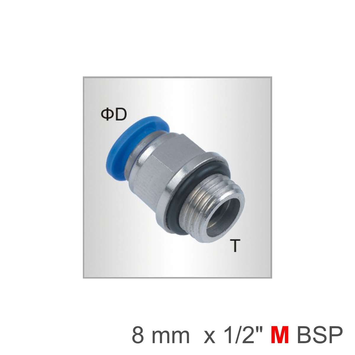 Air Craft - Pu Fitting Str. Stud W/O-Ring 8mm-1/2 M - Air Craft - Pu Fitting Str. Stud W/O-Ring 8...