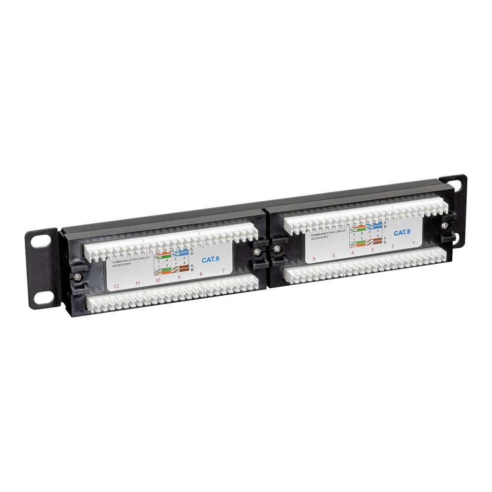 LinkQnet - 1U 10-Inch 12-Port Cat6 Patch Panel - LinkQnet - 1U 10-Inch 12-Port Cat6 Patch Panel