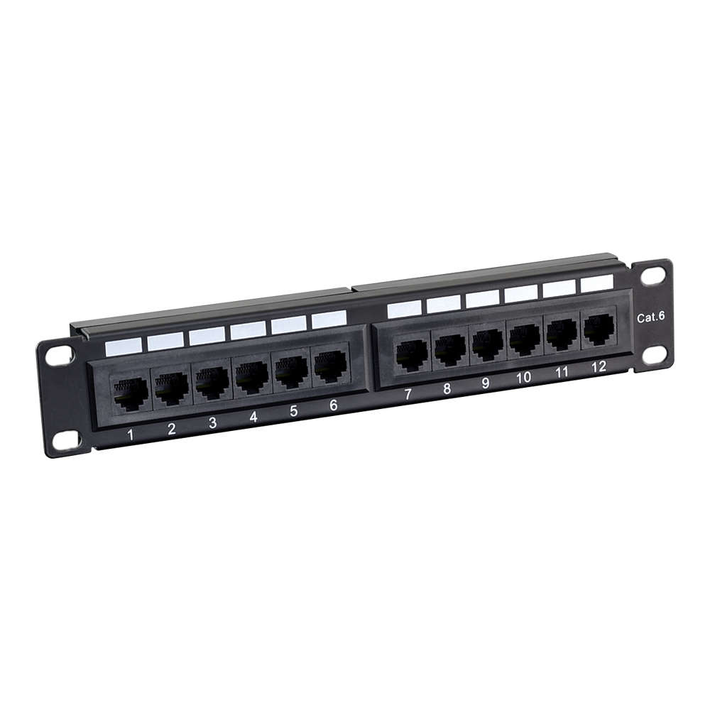LinkQnet - 1U 10-Inch 12-Port Cat6 Patch Panel - LinkQnet - 1U 10-Inch 12-Port Cat6 Patch Panel