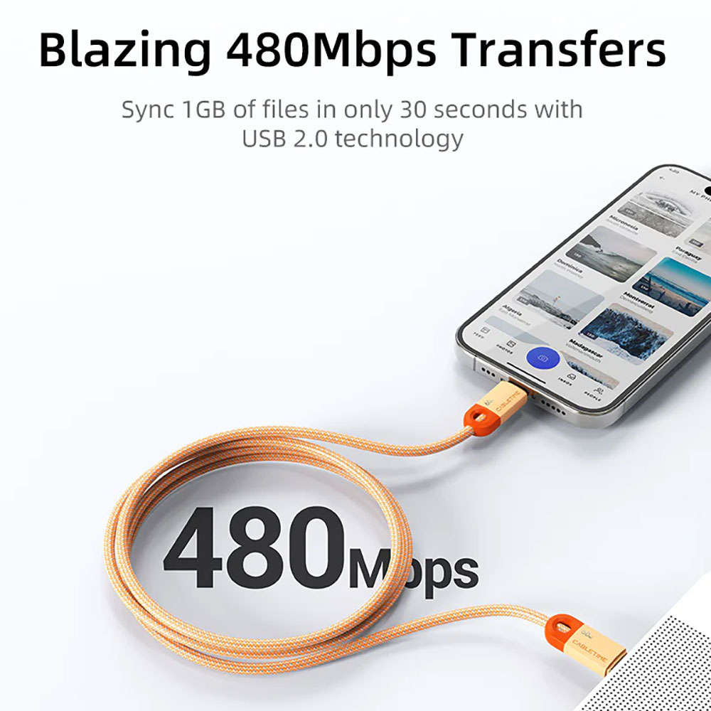 Cabletime - Ct - 2M USB-C Pd60W Charge&Sync Cable,Blue - Cabletime - Ct - 2M USB-C Pd60W Charge&S...
