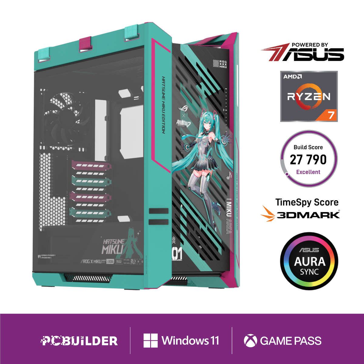 PCBuilder - Ryzen 7 9800X3D ASUS X Miku Windows 11 Gaming PC - PCBuilder - Ryzen 7 9800X3D ASUS X...