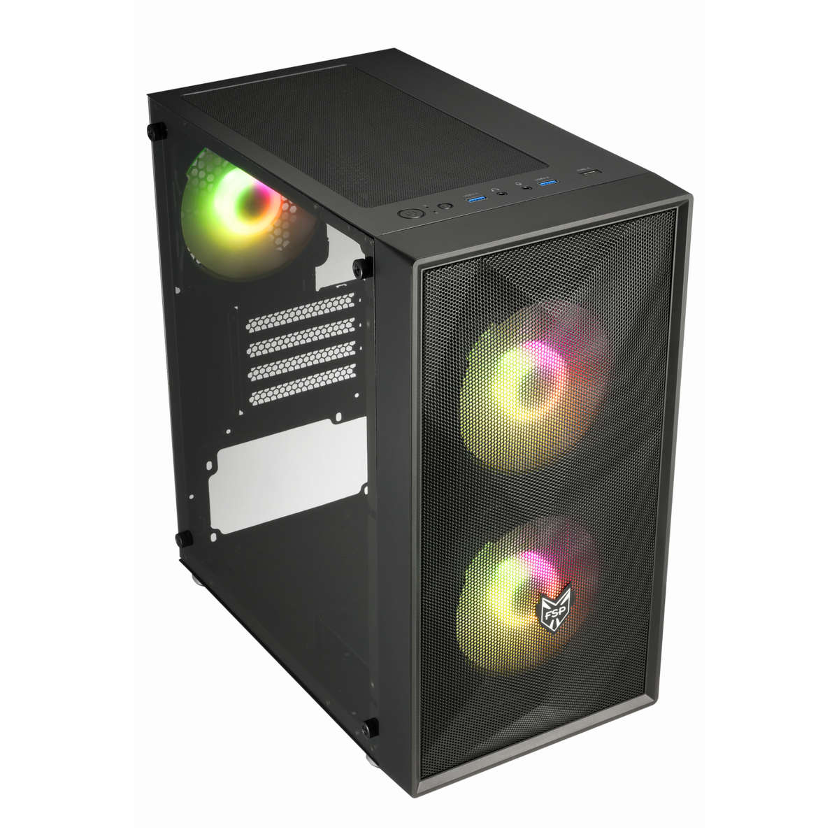 FSP - CST130A Micro-ATX Gaming Chassis Tempered Glass Side Panel - Black - FSP - CST130A Micro-AT...