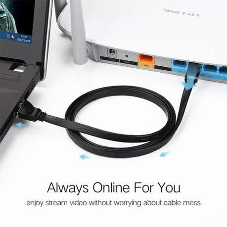 Ugreen - NW102 Cat6 U/UTP Flat Ethernet Cable 5m - Black - Ugreen - NW102 Cat6 U/UTP Flat Etherne...