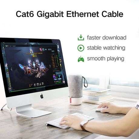 Ugreen - 50176 CAT6 UTP Flat LAN 5m Cable-BK - Ugreen - 50176 CAT6 UTP Flat LAN 5m Cable-BK