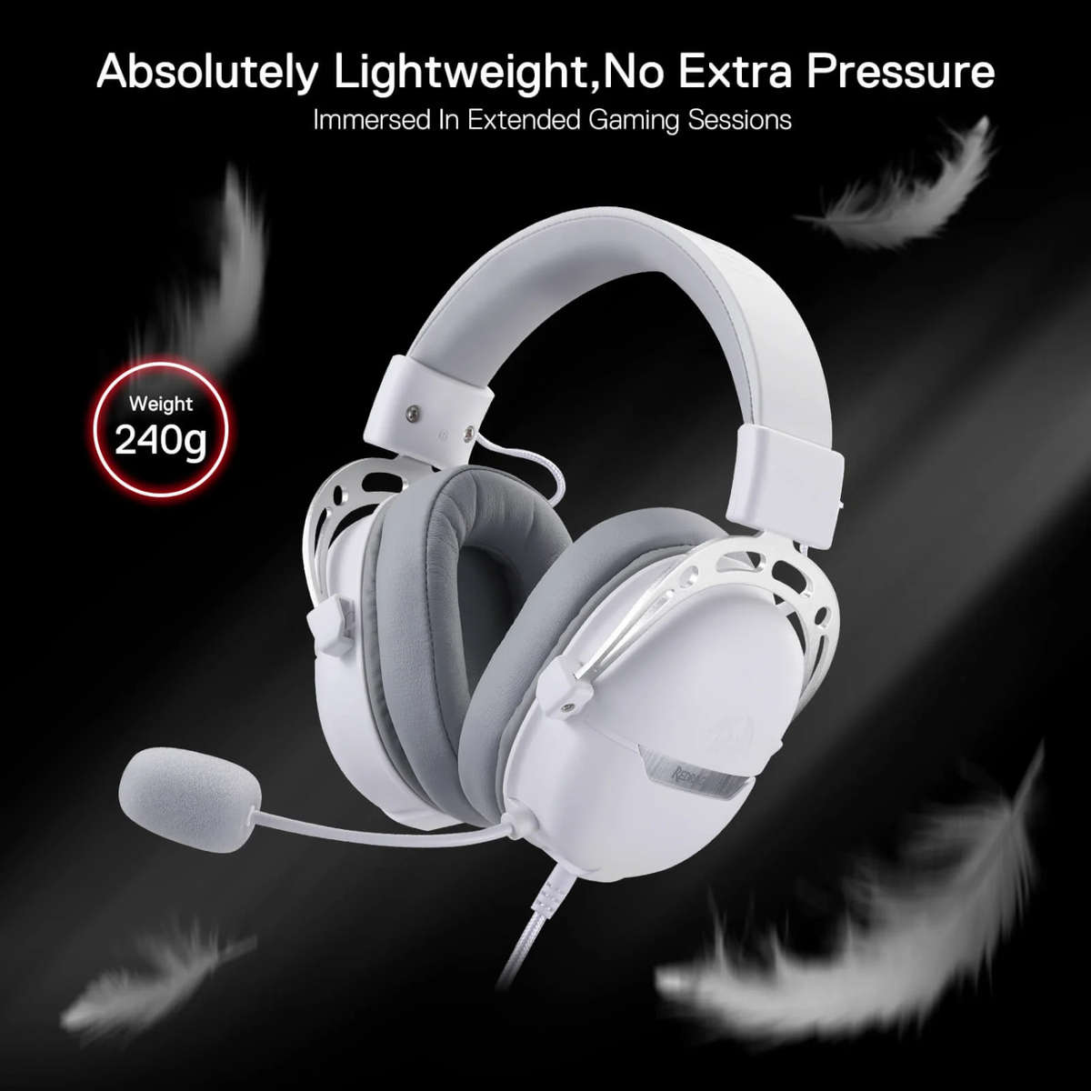 Redragon - Over-Ear Aurora Gaming Headset - White - Redragon - Over-Ear Aurora Gaming Headset - W...