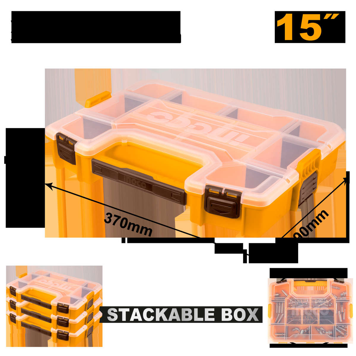 Ingco - Plastic Tool Organizer - 37x29x6.5cm - Ingco - Plastic Tool Organizer - 37x29x6.5cm