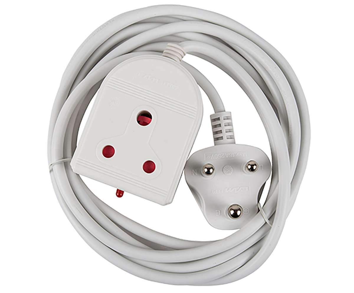 Electricmate - 10A 5m Extension Lead - White - Electricmate - 10A 5m Extension Lead - White